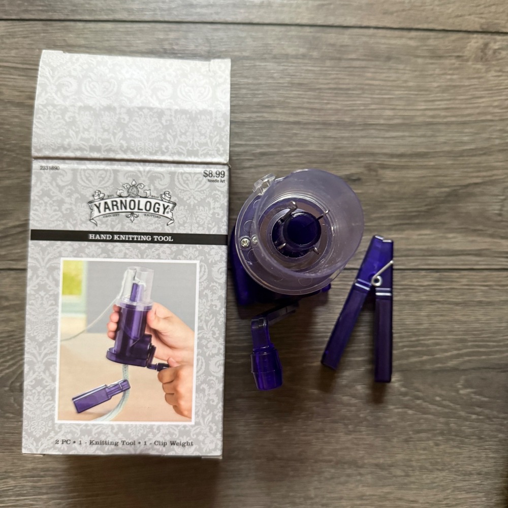Yarnology Hand Knitting Tool 2331890 Purple I-Cord Maker & Clip Weight 2pc Set